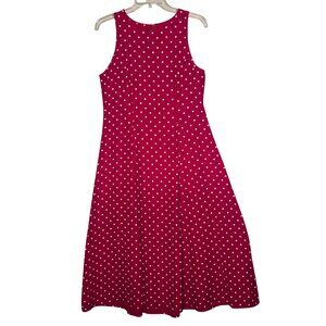 VTG My Michelle Size 7/8 Red Polka Dot Sleeveless Midi Dress Career Vacation Y2K
